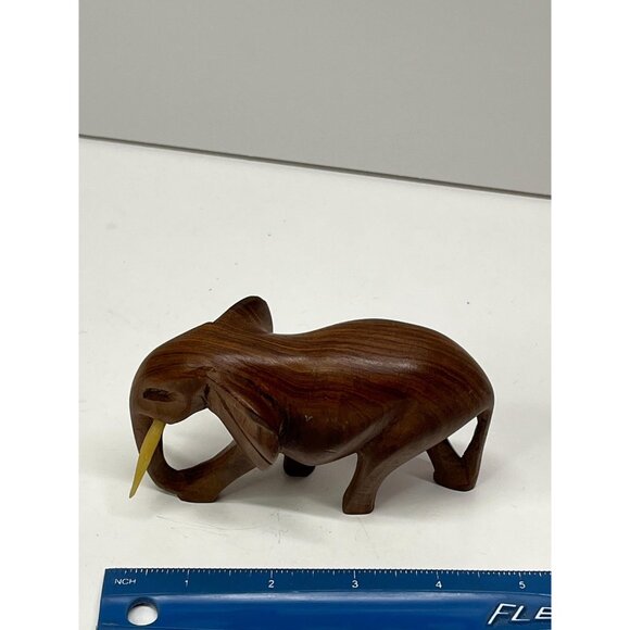 Vintage Handcarved Rosewood Elephant 3” Statue Figure - Picture 9 of 10